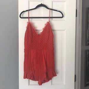 RED by Saks | Red/Orange Romper | Large